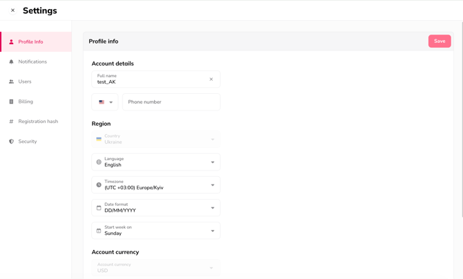 1. Settings